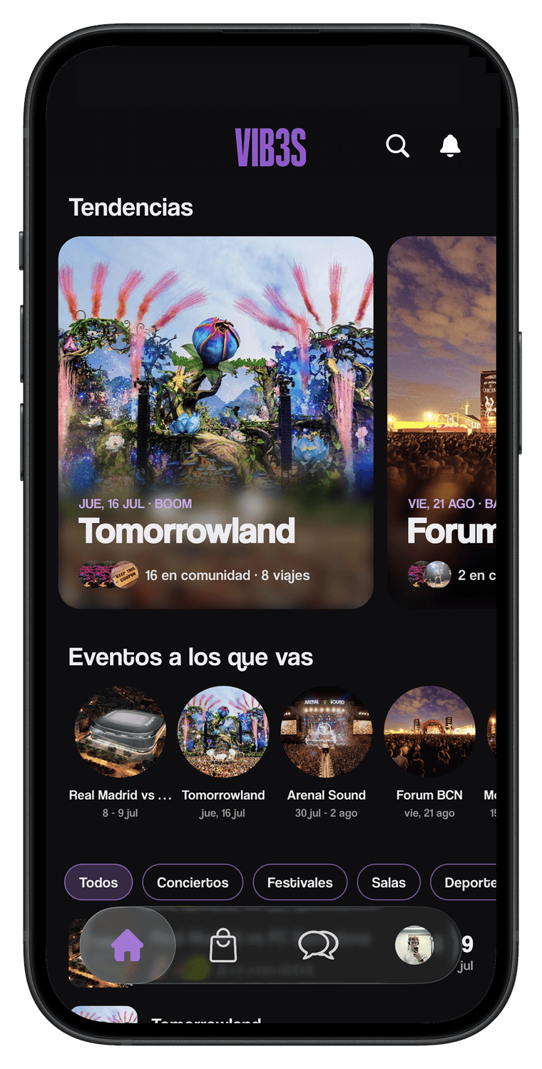 App VIB3S: eventos en tendencia y eventos a los que vas